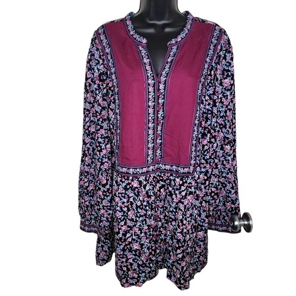 Woman Within Rayon Floral Boho Peasant top 2x (26/28) - Picture 1 of 6